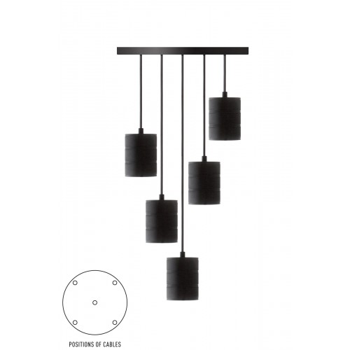 CALEX RETRO PENDANT WITH CEILING PLATE DIA 400MM, BLACK FITTINGS 5XE40